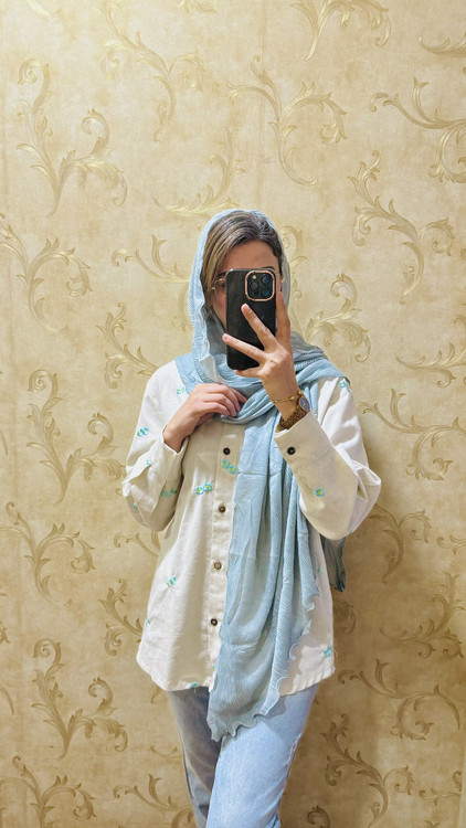 شال ماهی آبی آسمانی