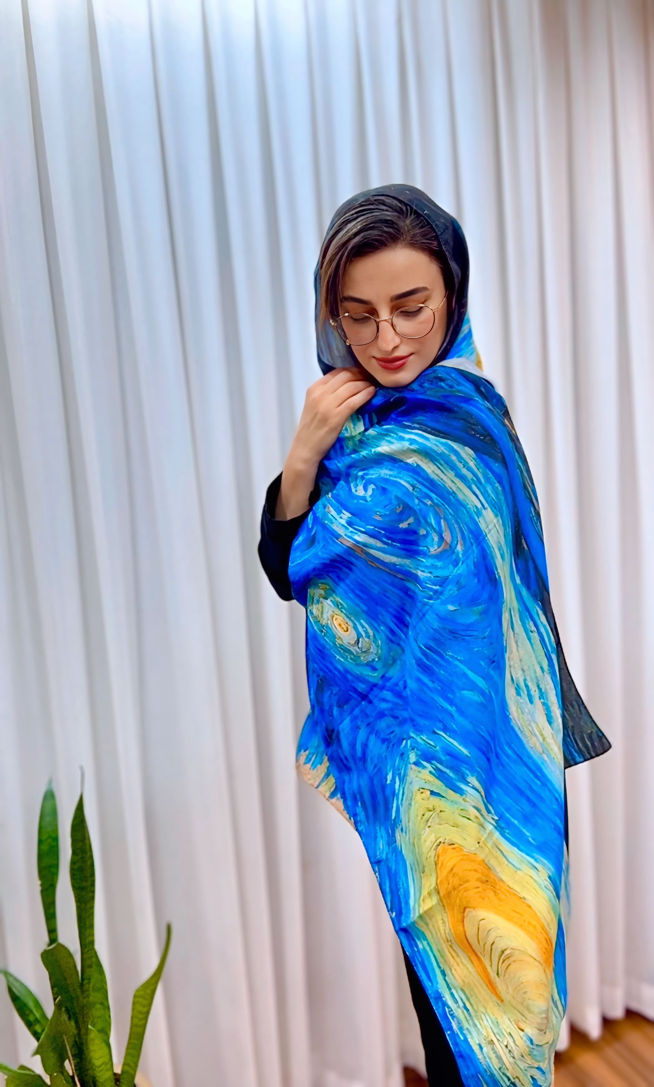 شال نخ ابریشم شب های پرستاره