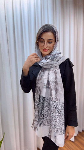 شال نخ ابریشم طرح کتیبه بیستون