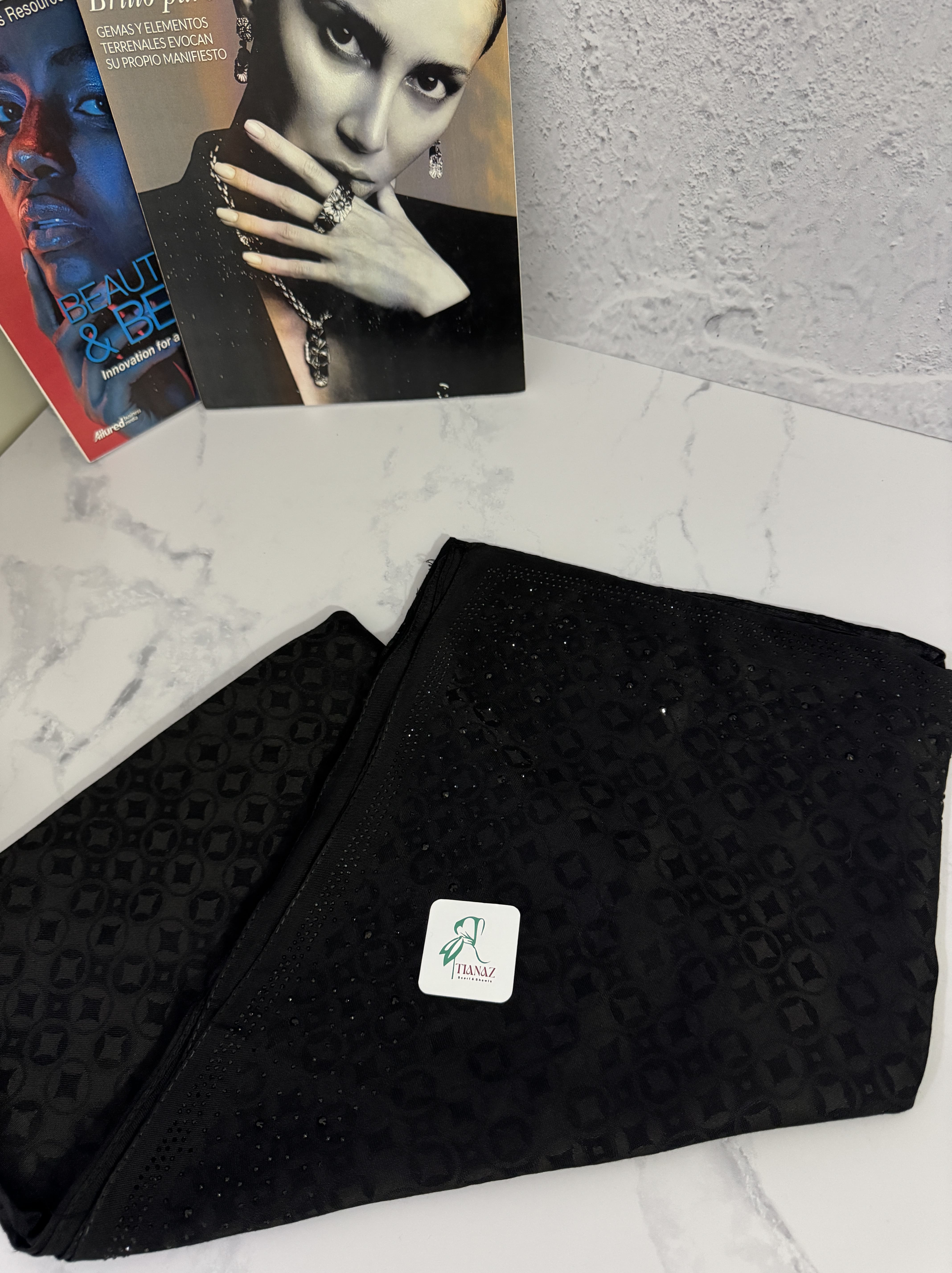 روسری مشکی دور نگین طرح لویی ویتون (ال وی) 3