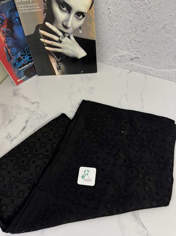 روسری مشکی دور نگین طرح لویی ویتون (ال وی) 3