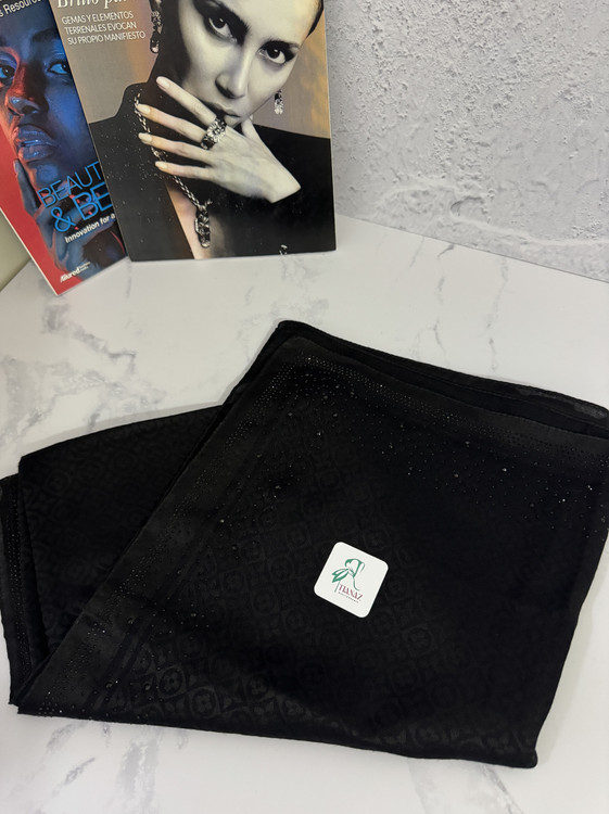 روسری مشکی دور نگین طرح لویی ویتون (ال وی) 2