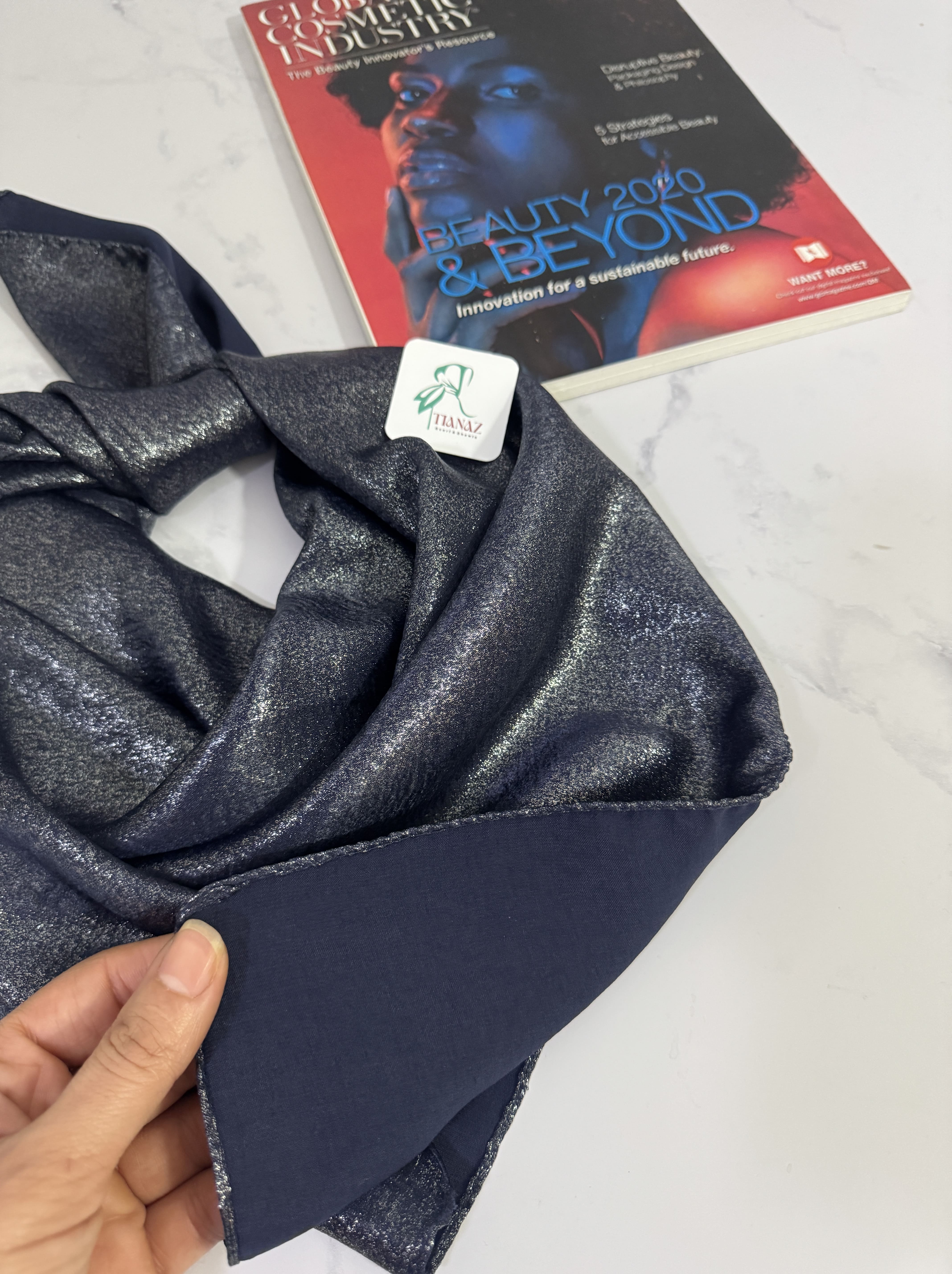 روسری یا مینی اسکارف ابریشم سورمه ای