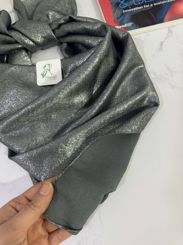روسری یا مینی اسکارف ابریشم طوسی