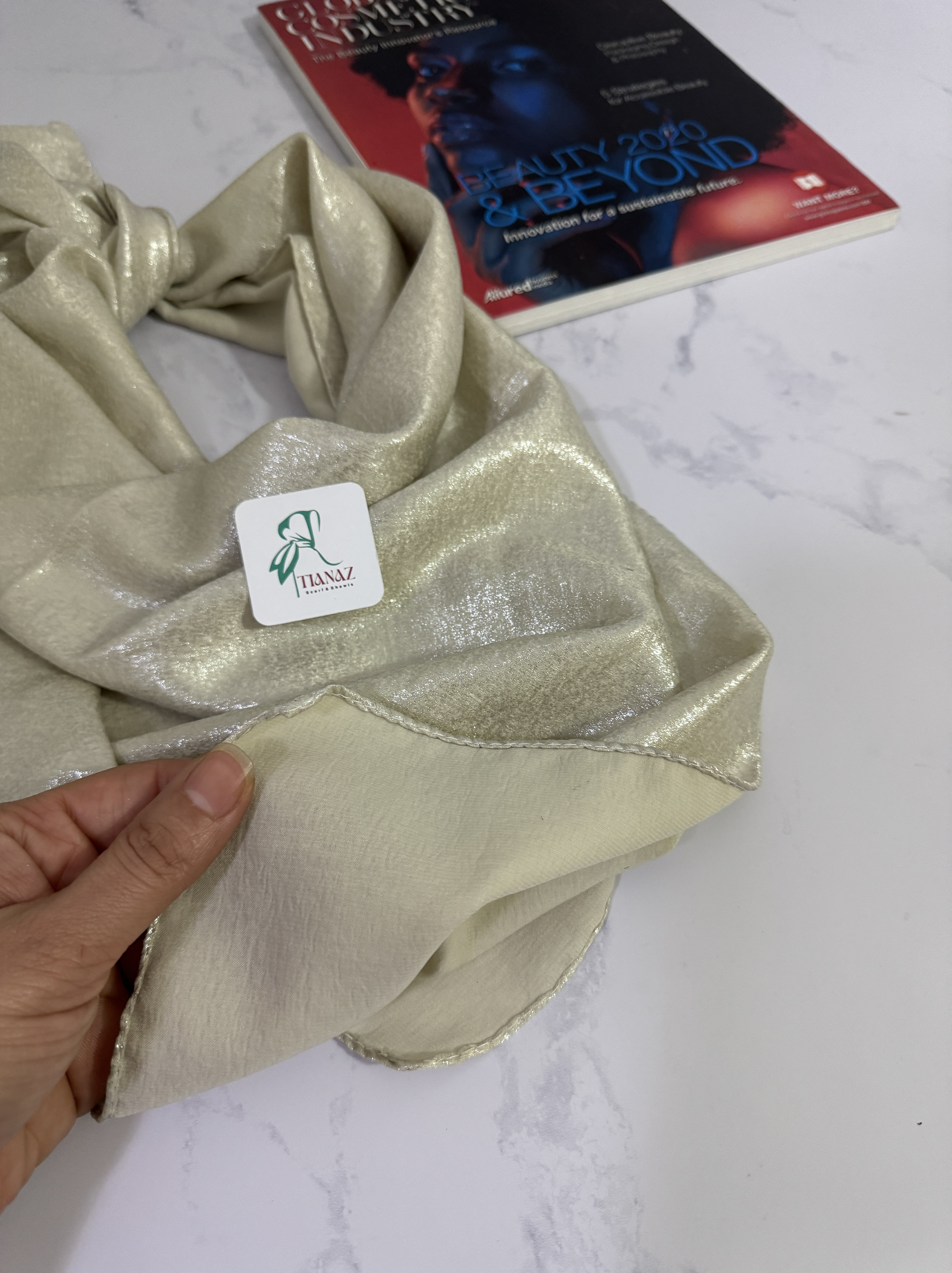 روسری یا مینی اسکارف ابریشم کرمی