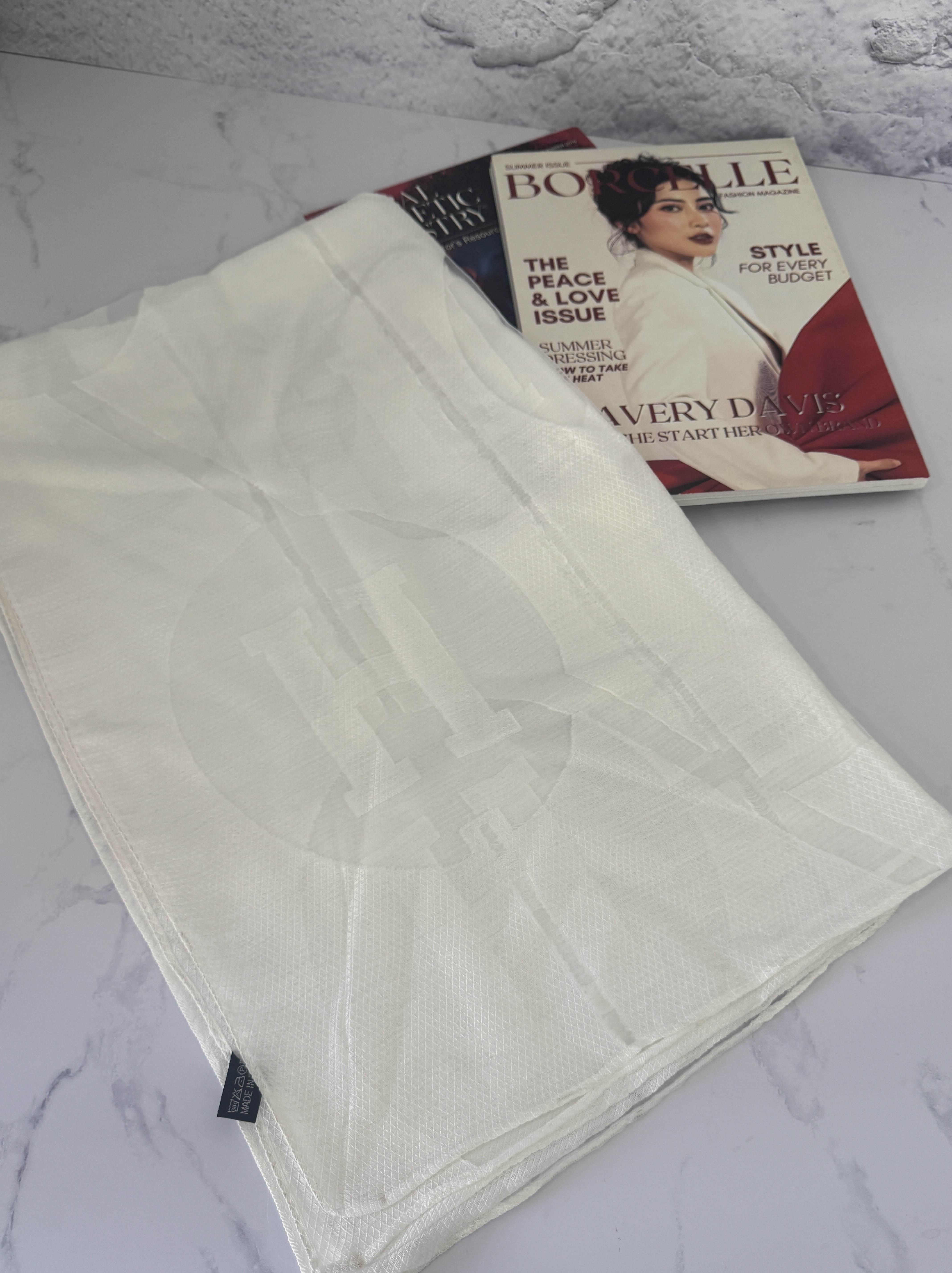 شال بهاره مجلسی سفید