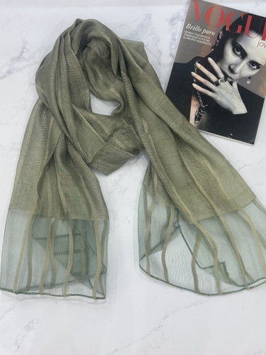 شال بهاره میله ای مجلسی سبز کمرنگ