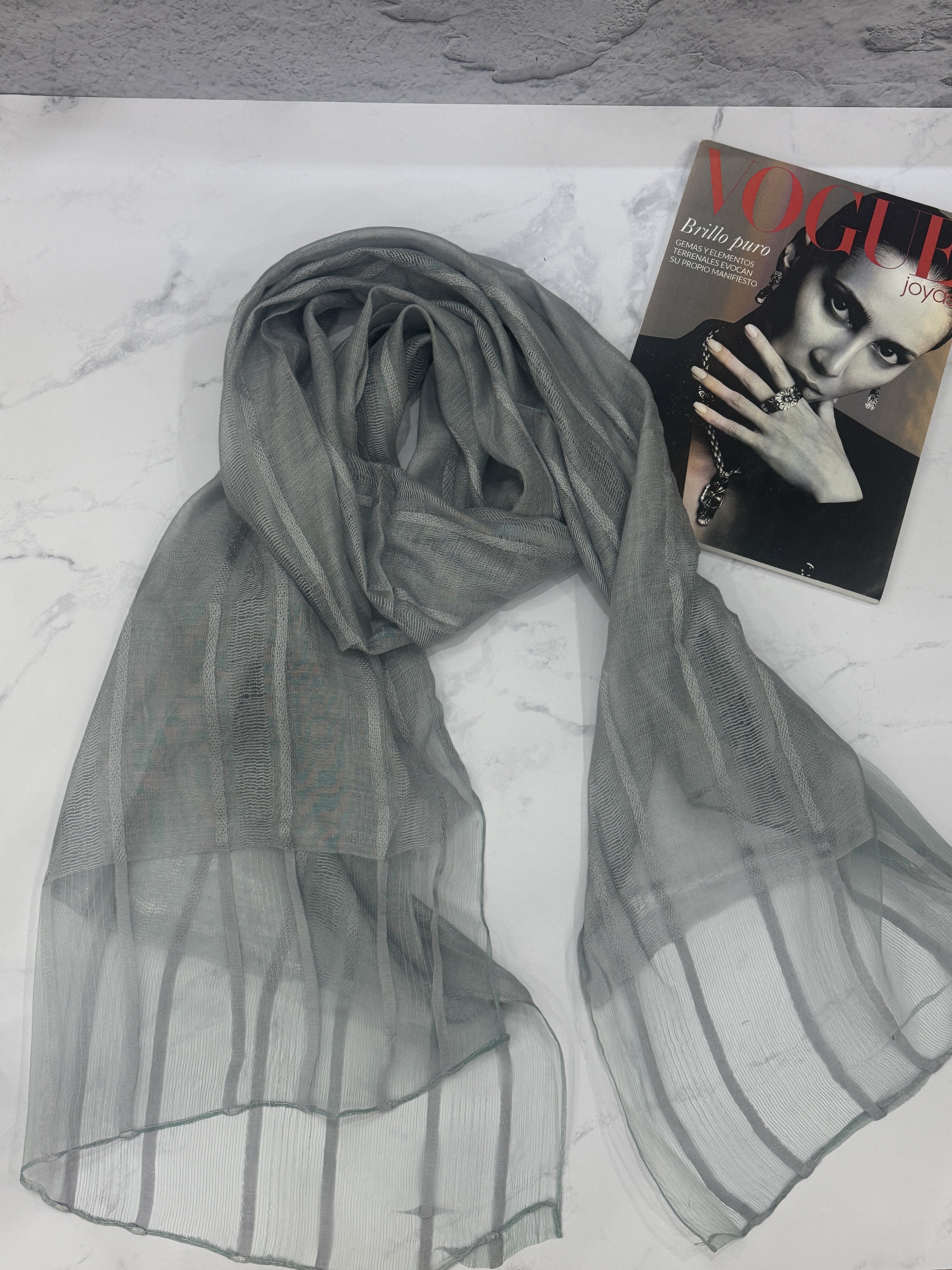 شال بهاره میله ای مجلسی نقرآبی