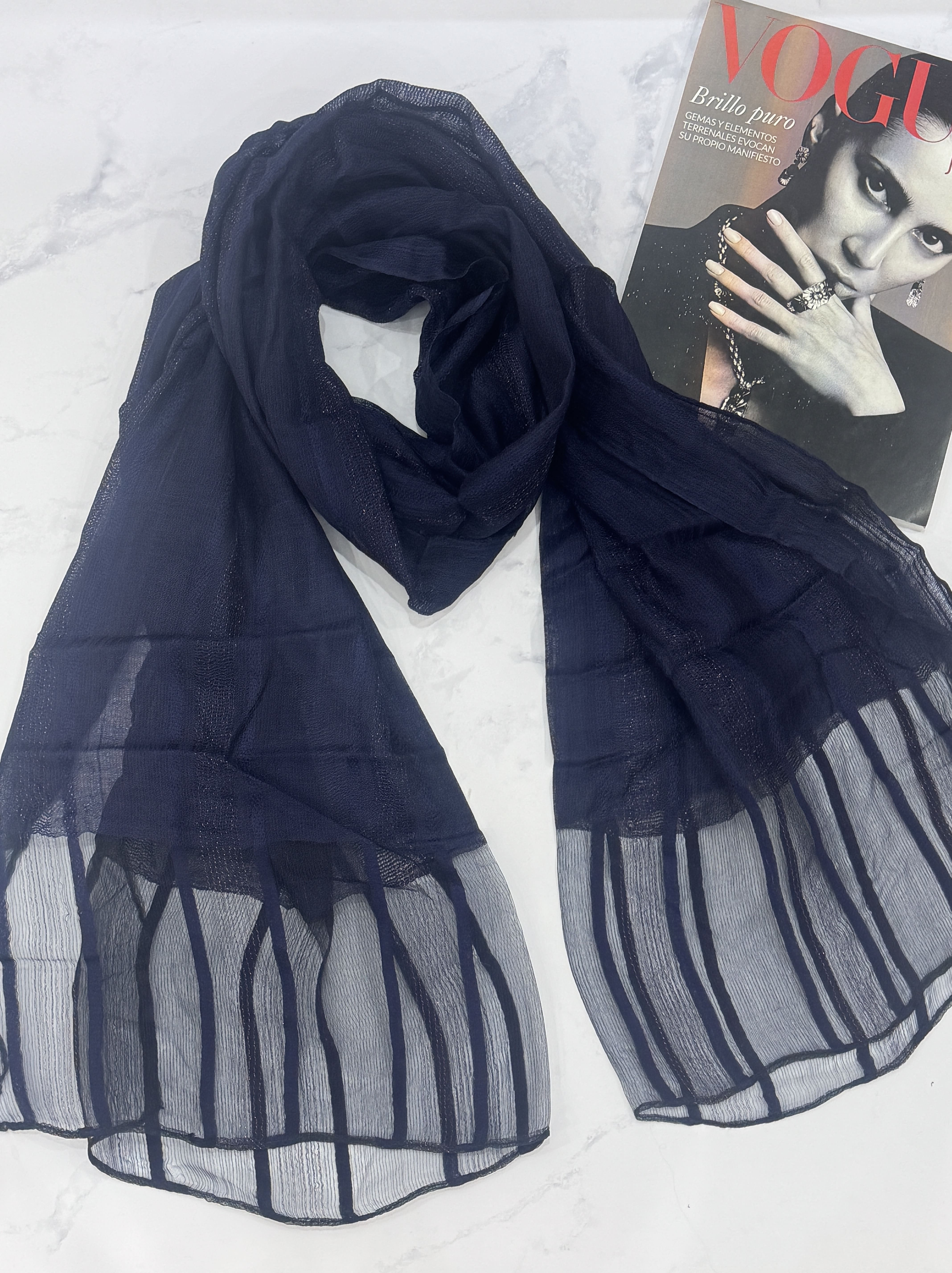 شال بهاره  میله ای مجلسی سورمه ای