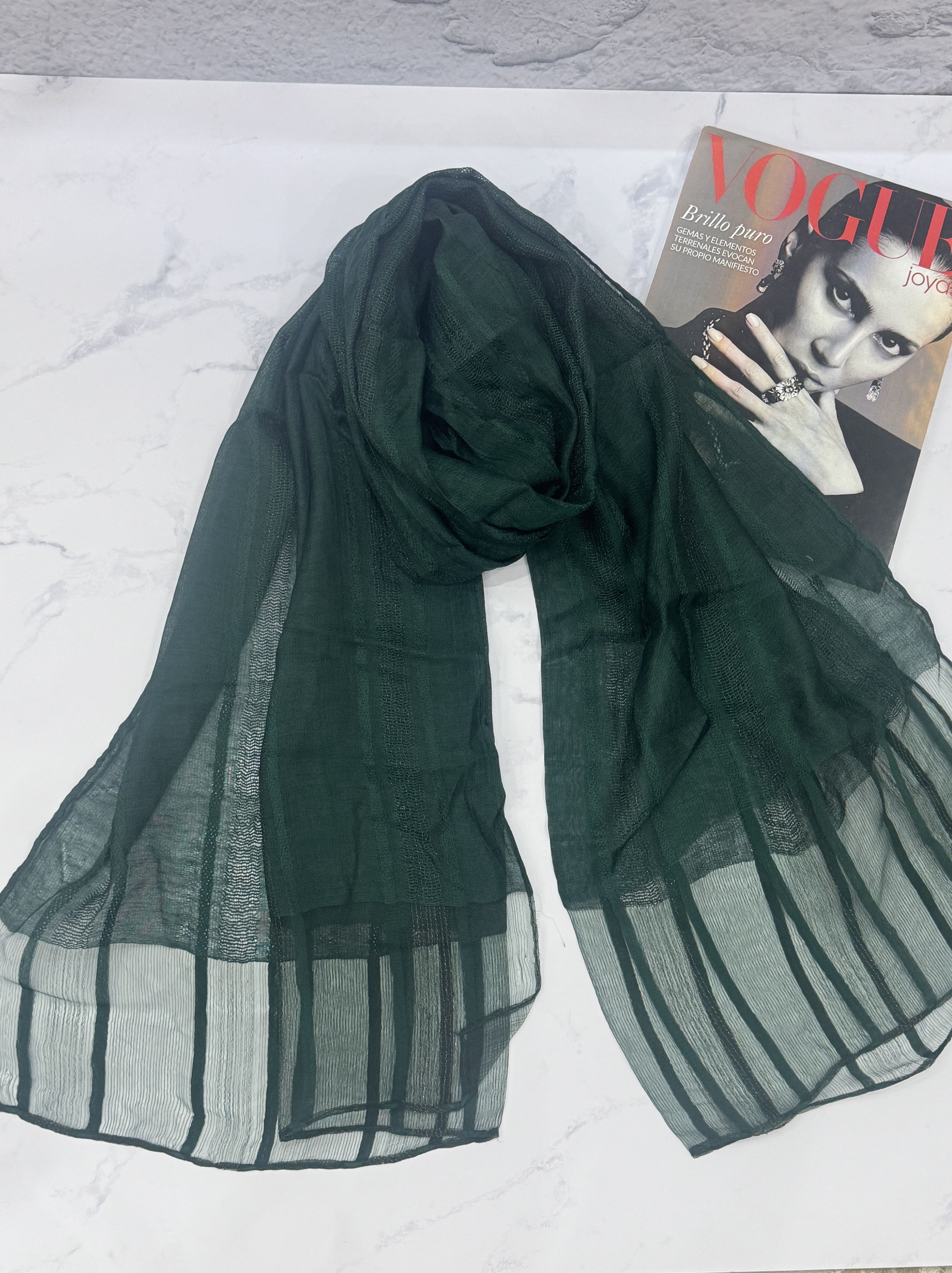 شال بهاره  میله ای مجلسی سبز