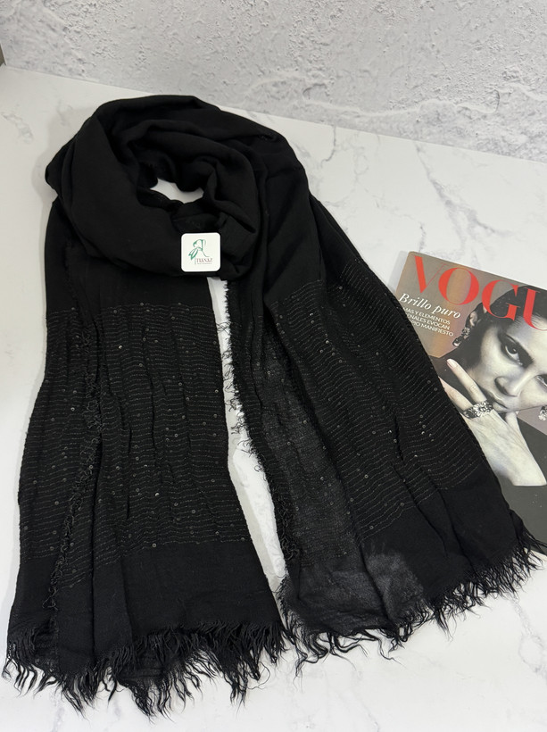 شال کنفی حاشیه پولک دوزی دور ریش